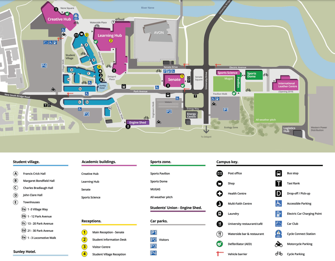 University of Northampton Map